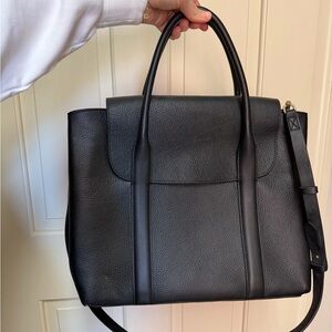 Cuyana Black Leather Bag with Gold Accents